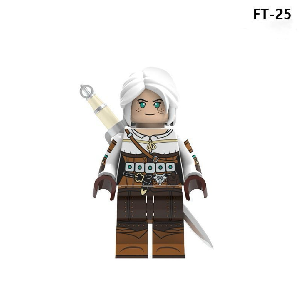 FT-25 – White-Haired Swordswoman | Custom Brick Figure