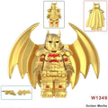 W1349 – Golden Mecha Bat Vigilante | Custom Brick Figure