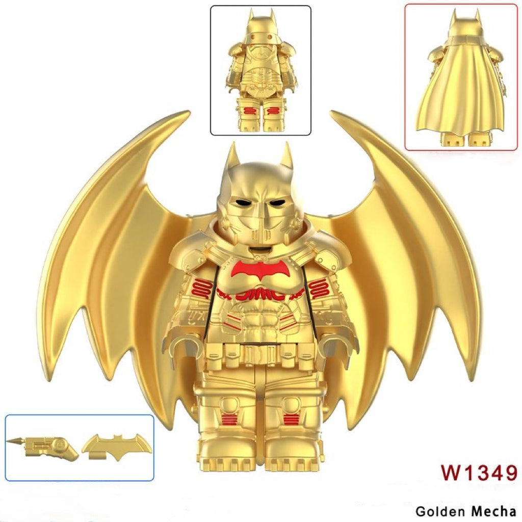 W1349 – Golden Mecha Bat Vigilante | Custom Brick Figure