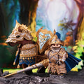 RTK01 – Golden Round Table Knight & Armored Horse | Custom Brick Figure Set