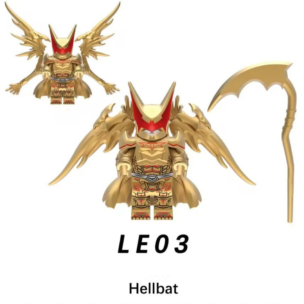 LE03 – Golden Hellbat Armored Bat Vigilante | Custom Brick Figure