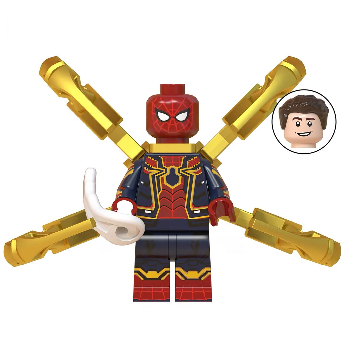 Iron Armor Webslinger with Golden Arms | Individuelle Klemmbausteinfigur