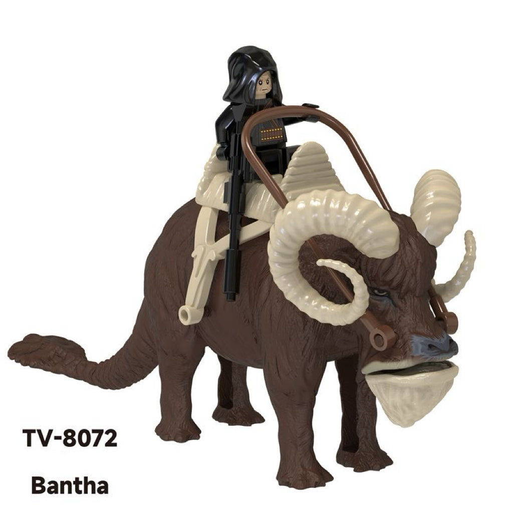 TV8072 Bantha with hooded rider, saddle, reins and weapon accessory